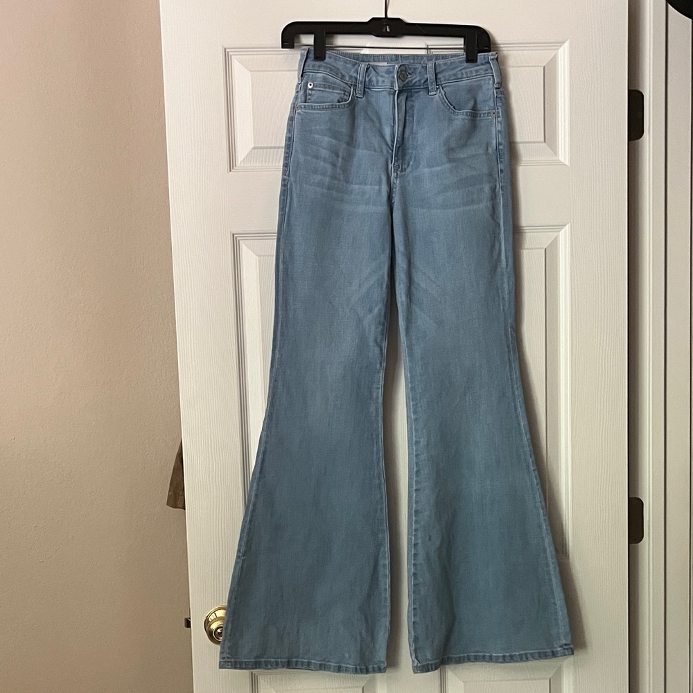Pilcro and the Letterpress Tulip mid-rise Flare Jeans